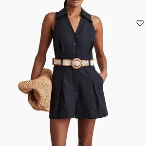 Reiss Anjie Linen Romper Navy Blue Size 12